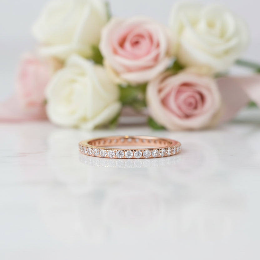 Elegant Rose Gold Wedding Band Set-Black Diamonds New York