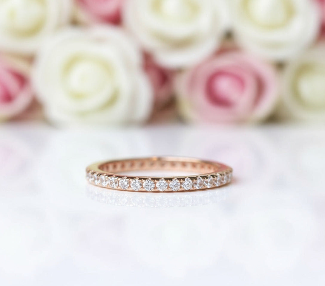 Elegant Rose Gold Wedding Band Set-Black Diamonds New York