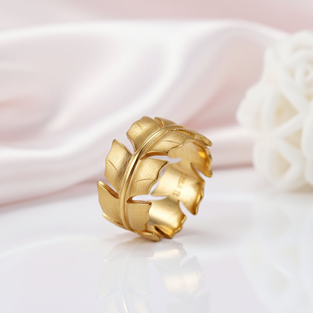Elegant Soft Feather Ring-Black Diamonds New York