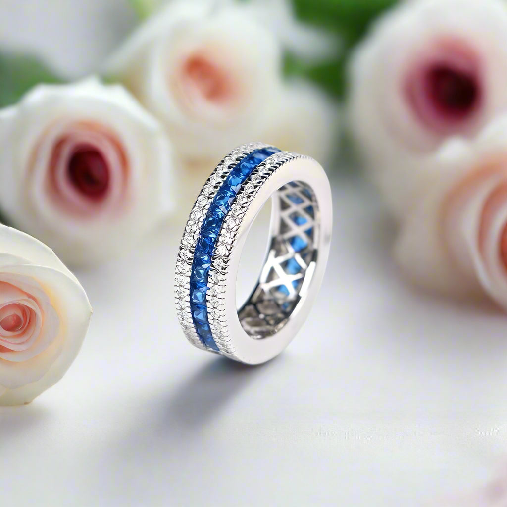 Elegant Triple Row Diamond Wedding Band-Black Diamonds New York