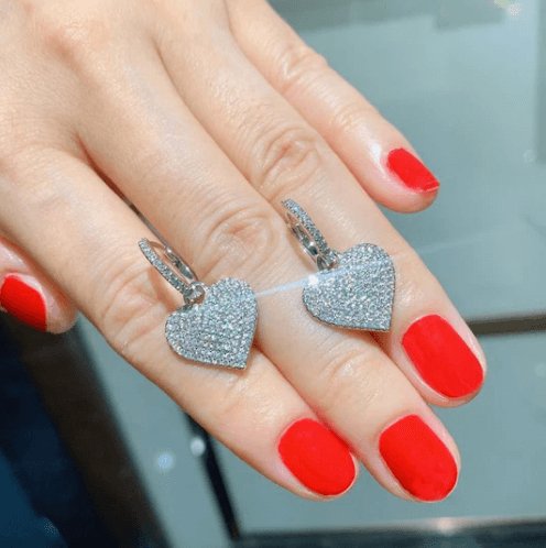 Elegant Temperament Heart-shaped Pave Drop Earrings-Black Diamonds New York
