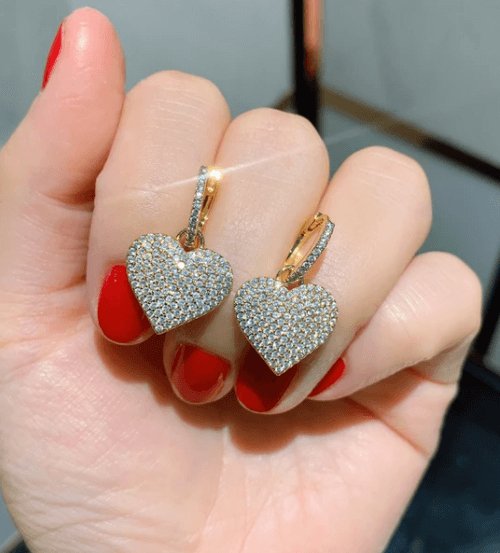 Elegant Temperament Heart-shaped Pave Drop Earrings - Black Diamonds New York
