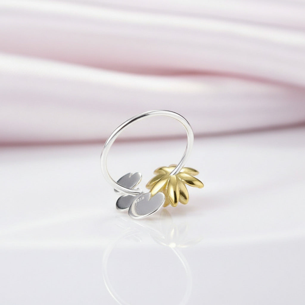 Elegant Water Lily Flower Adjustable Ring from Black Diamonds New York