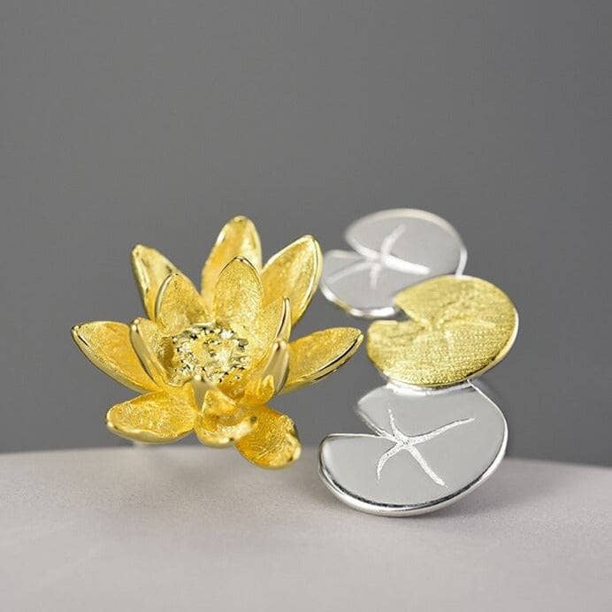 Elegant Water Lily Flower Adjustable Ring from Black Diamonds New York