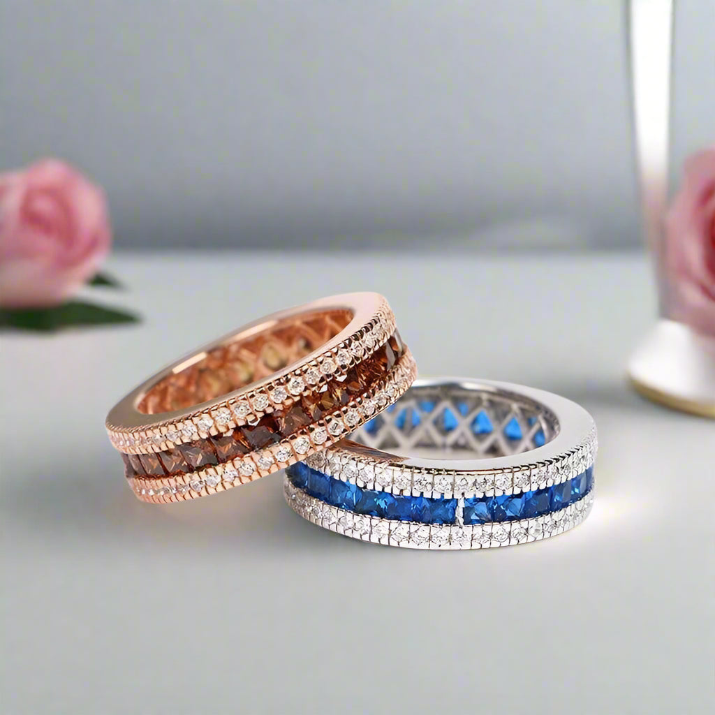 Elegant Triple Row Diamond Wedding Band-Black Diamonds New York