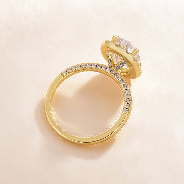 Elegant Yellow Gold Oval Cut Halo Engagement Ring-Black Diamonds New York