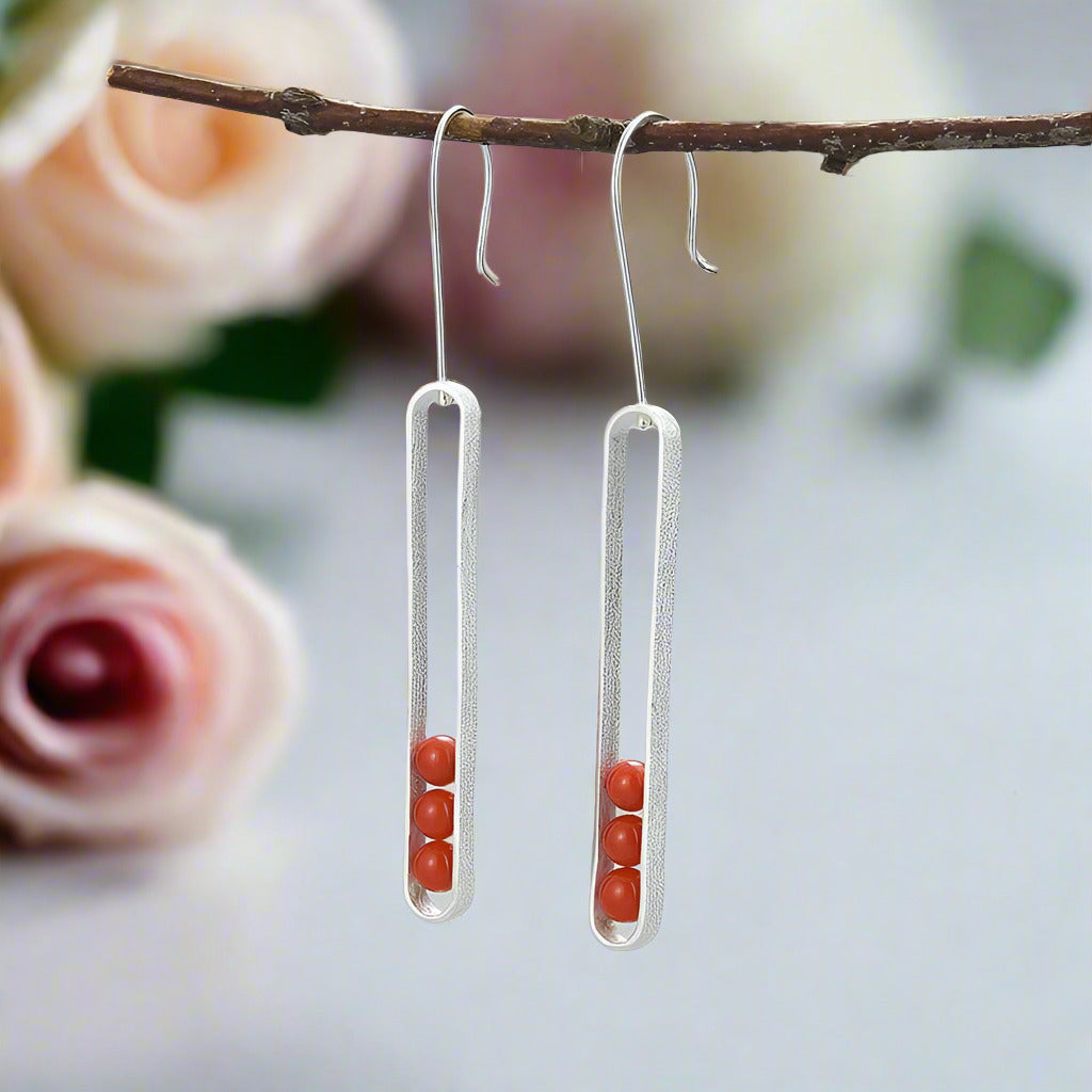 Elliptical Minimalist Dangle Earrings-Black Diamonds New York