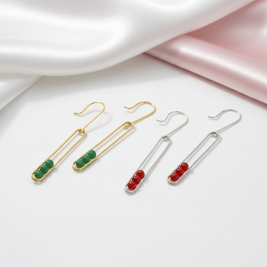 Elliptical Minimalist Dangle Earrings-Black Diamonds New York