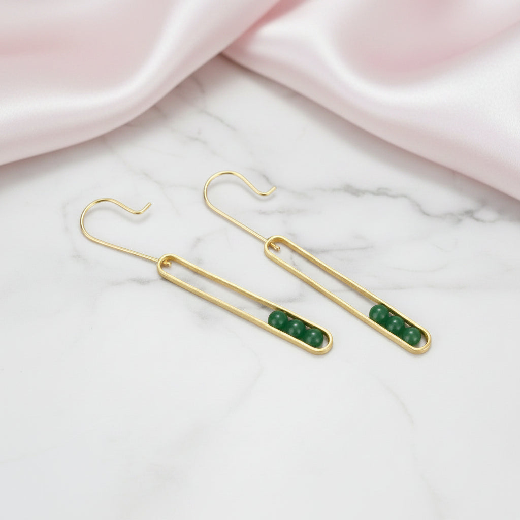 Elliptical Minimalist Dangle Earrings-Black Diamonds New York