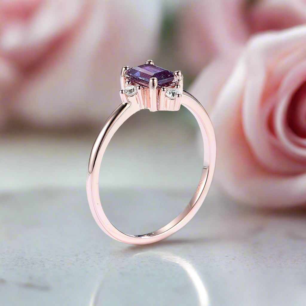 Emerald Cut Alexandrite Luxury Ring-Black Diamonds New York