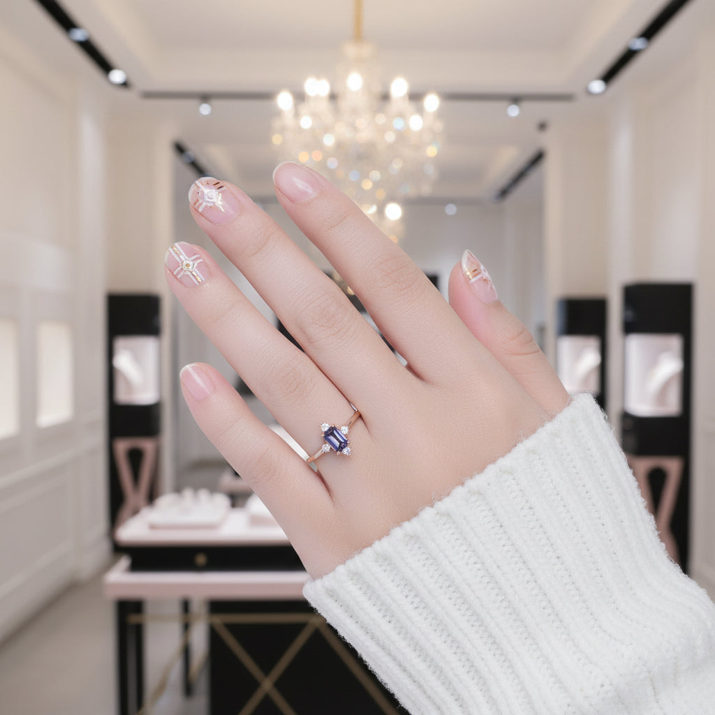 Emerald Cut Alexandrite Luxury Ring-Black Diamonds New York