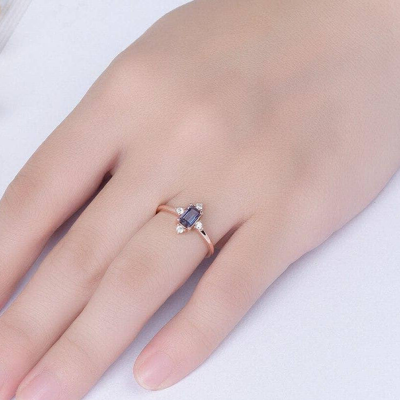 Emerald Cut Alexandrite Luxury Ring-Black Diamonds New York