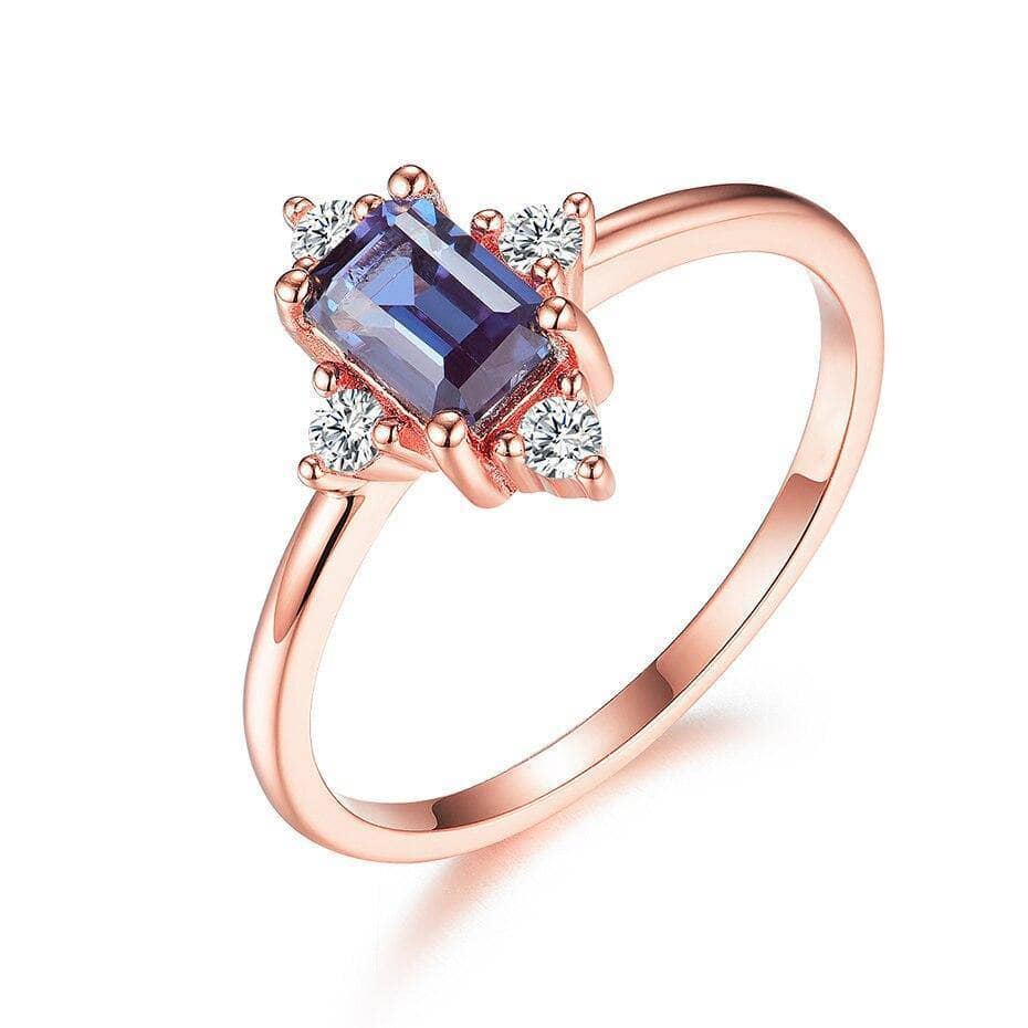 Emerald Cut Alexandrite Luxury Ring-Black Diamonds New York