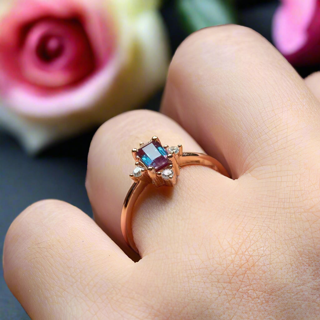 Emerald Cut Alexandrite Luxury Ring-Black Diamonds New York