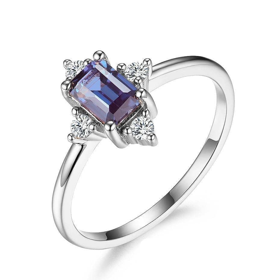 Emerald Cut Alexandrite Luxury Ring-Black Diamonds New York