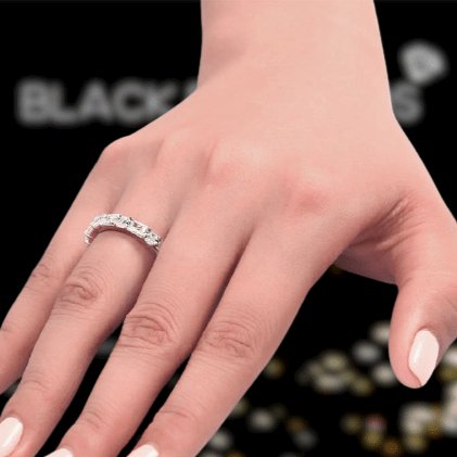 Emerald Cut Created Diamond Wedding Band - Black Diamonds New York