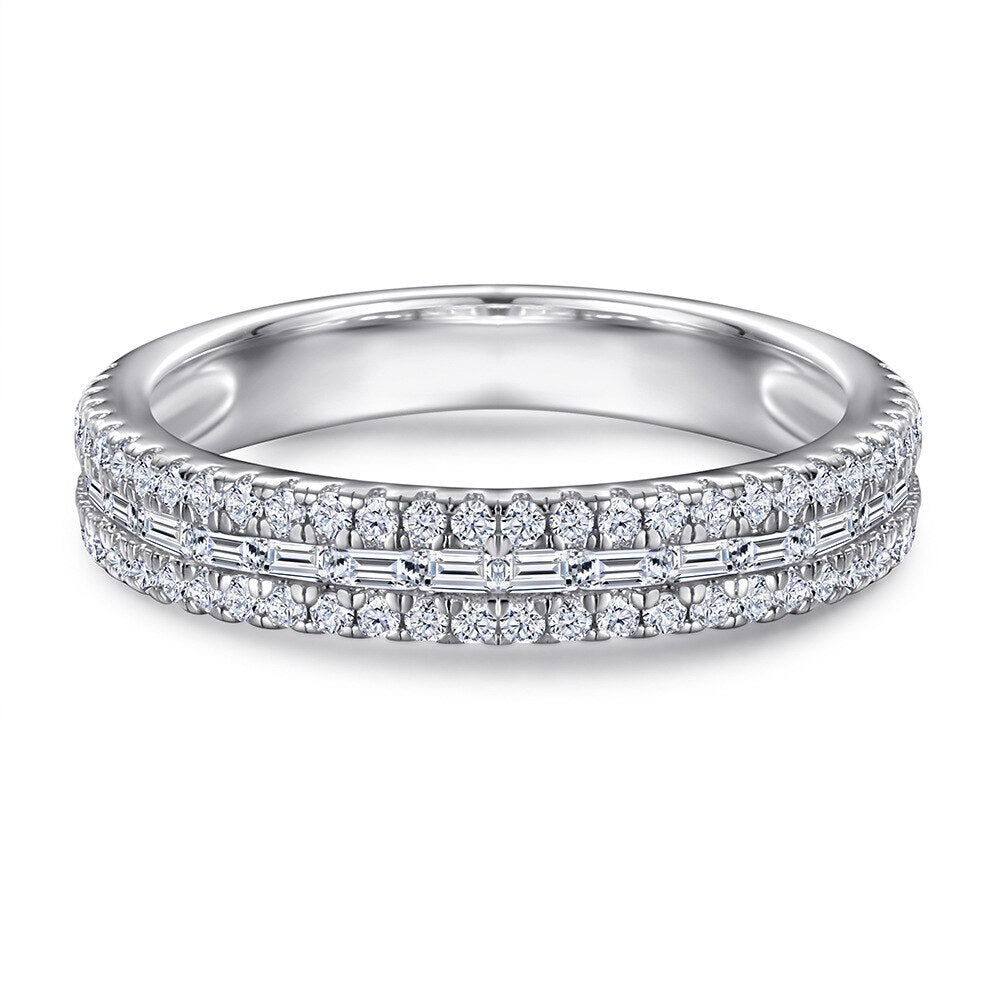 Emerald Cut Moissanite White Gold Engagement Ring Set-Black Diamonds New York