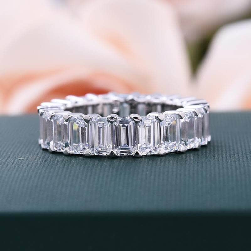 Emerald Cut Solitaire Diamond Wedding Ring Set-Black Diamonds New York