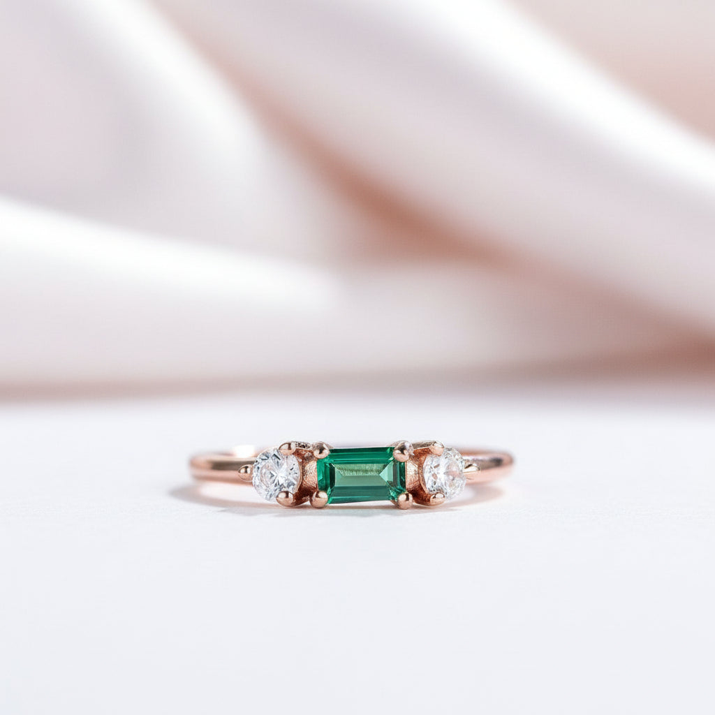 Emerald Gemstone Engagement Ring-Black Diamonds New York