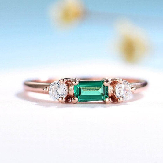 Emerald Gemstone Engagement Ring-Black Diamonds New York
