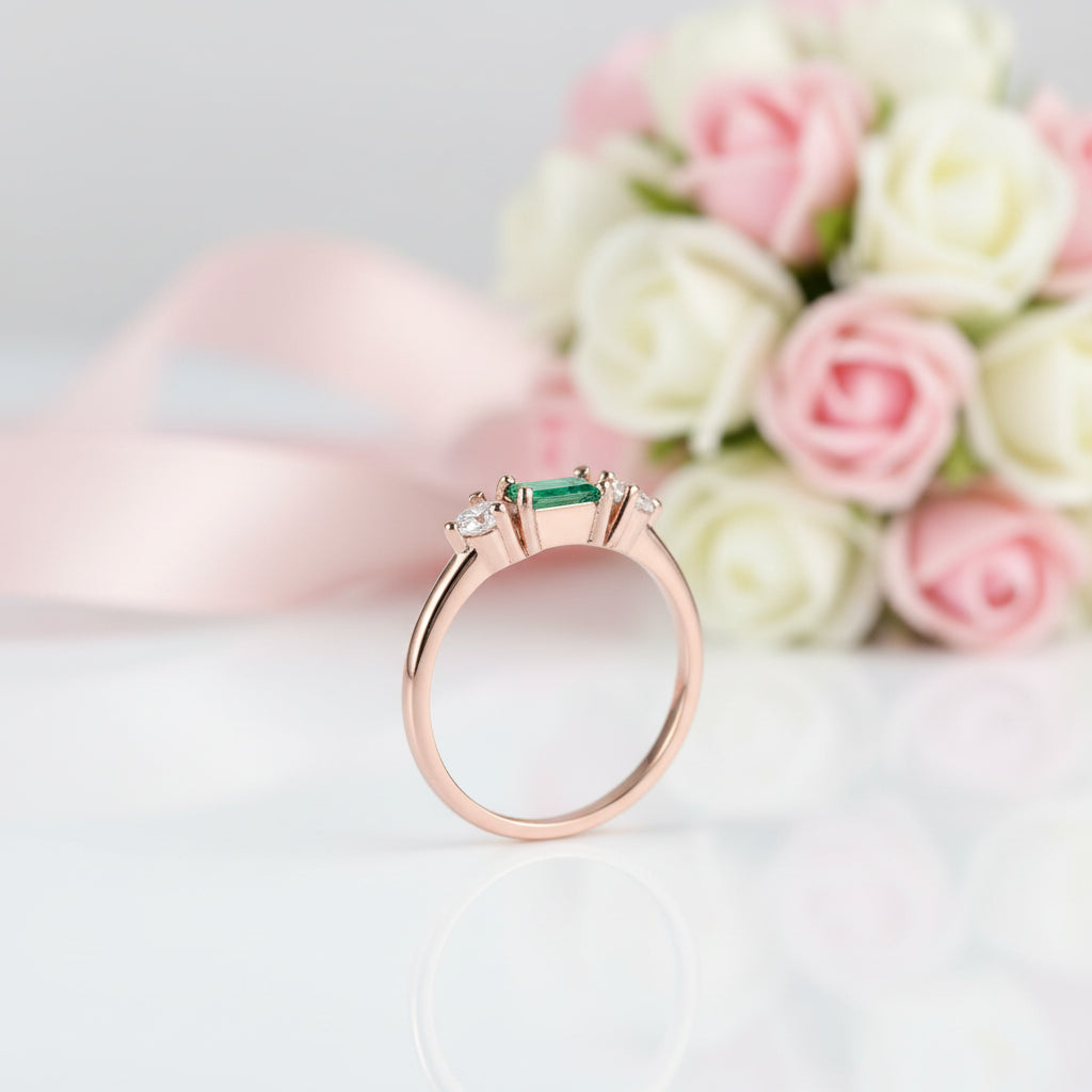Emerald Gemstone Engagement Ring-Black Diamonds New York