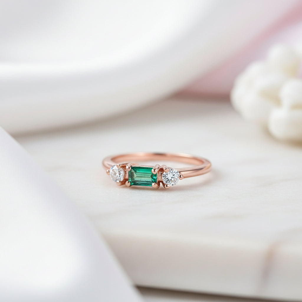 Emerald Gemstone Engagement Ring-Black Diamonds New York