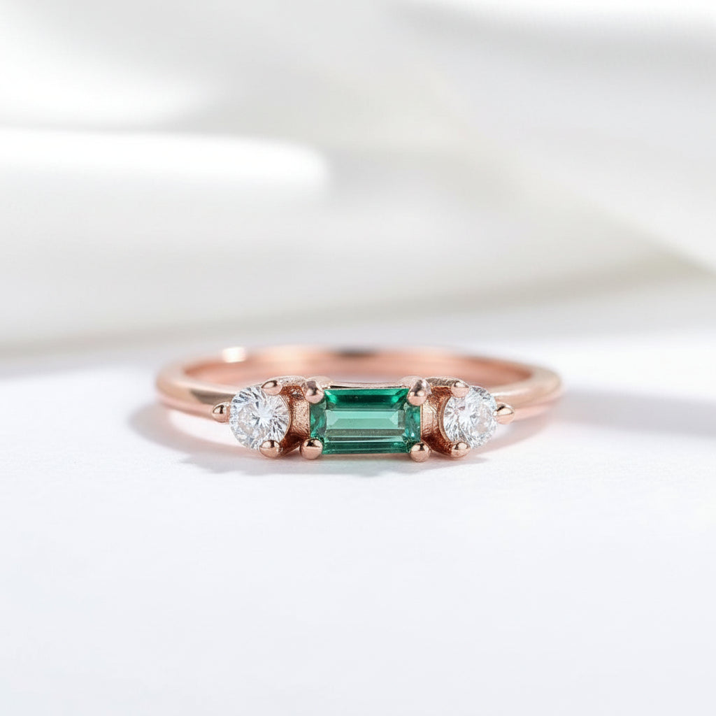 Emerald Gemstone Engagement Ring-Black Diamonds New York