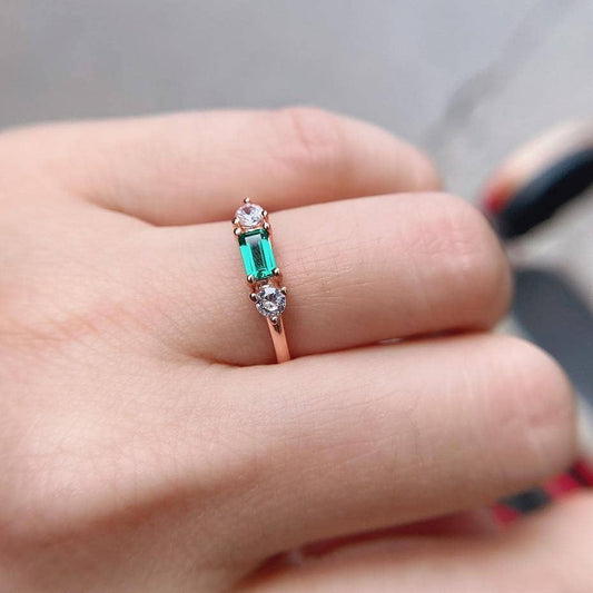 Emerald Gemstone Engagement Ring-Black Diamonds New York