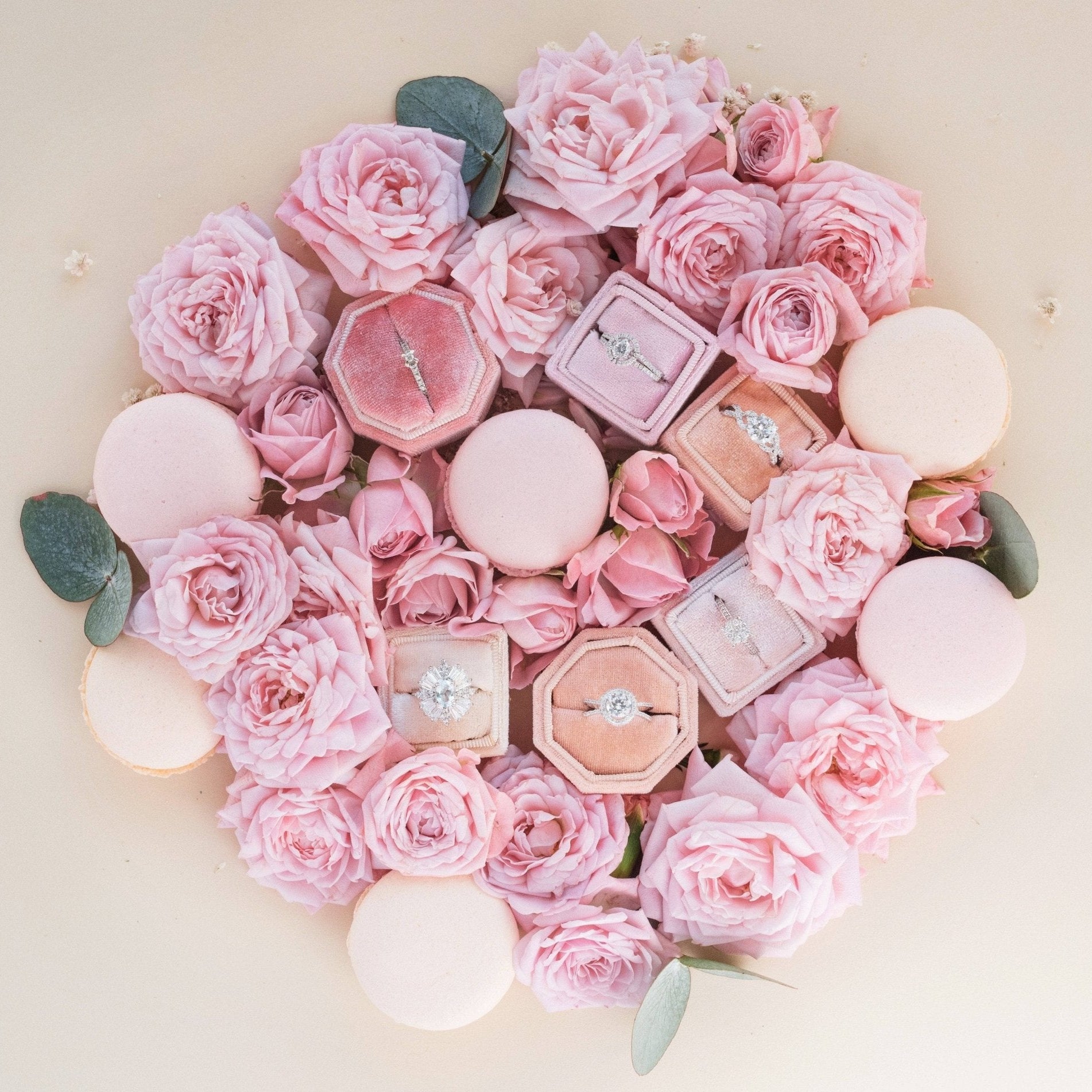 Emerald Green Single Slot Hexagon Velvet Ring Box-Black Diamonds New York