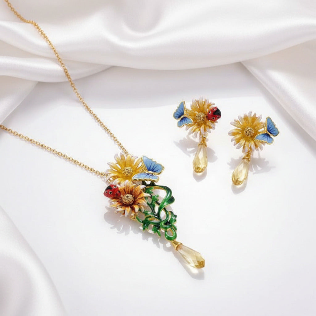Enamel Butterfly & Bug Jewelry Set-Black Diamonds New York