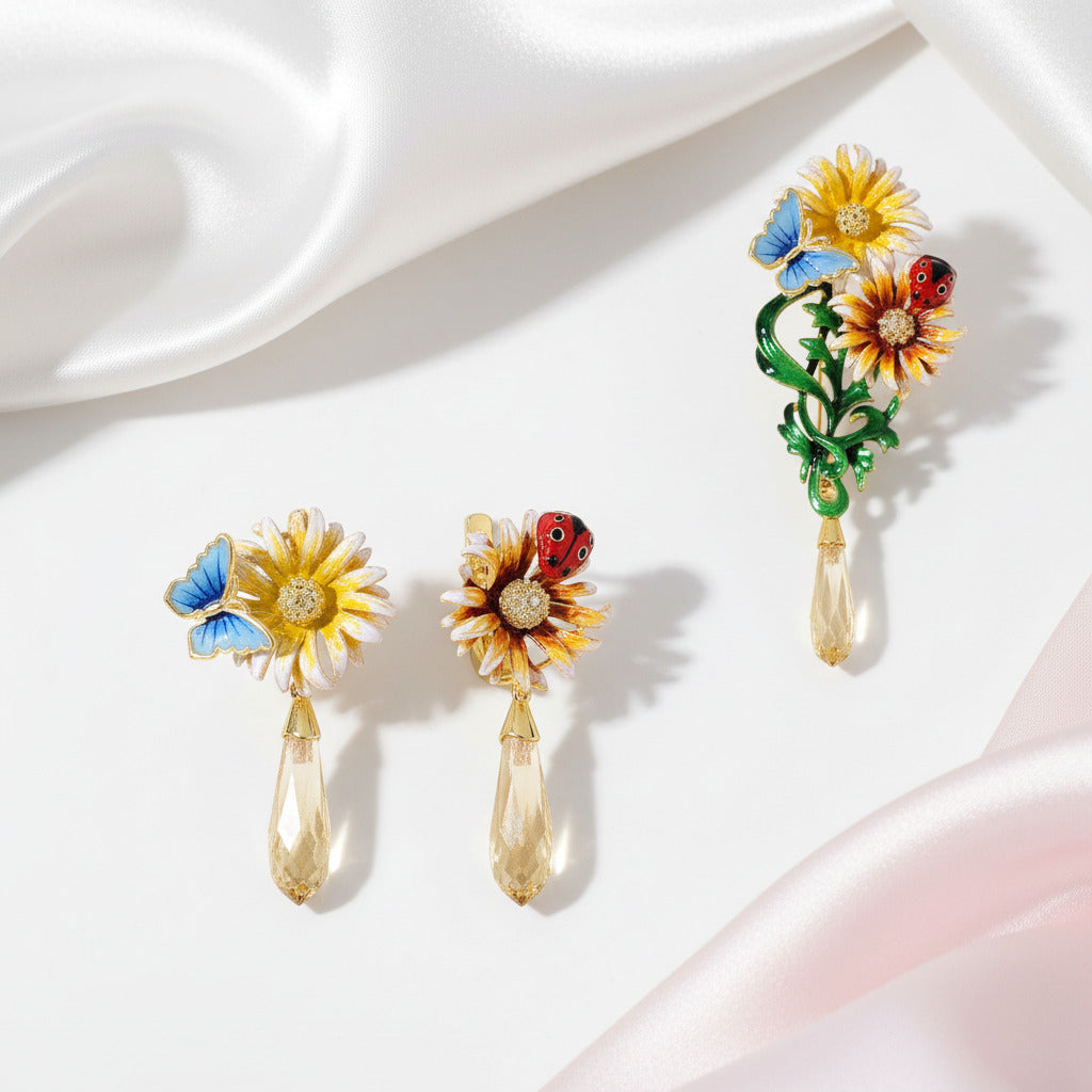 Enamel Butterfly & Bug Jewelry Set-Black Diamonds New York