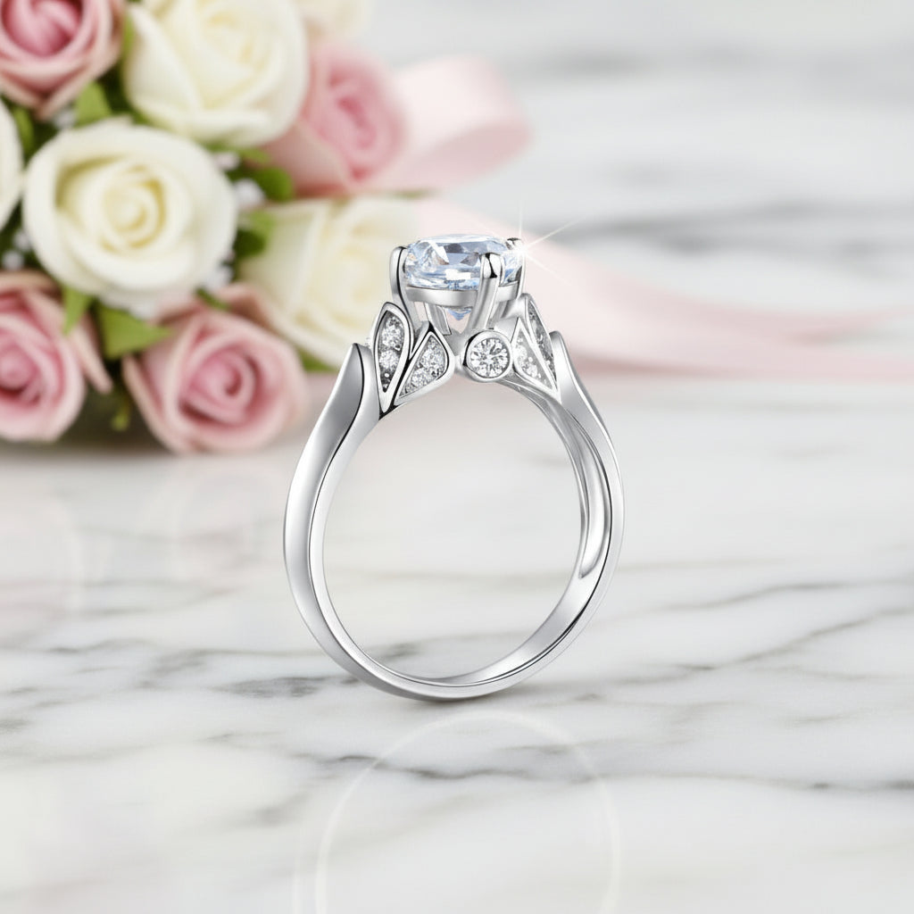 Leaf Option 1.25 Ct Round Diamond Option Engagement Ring-Black Diamonds New York