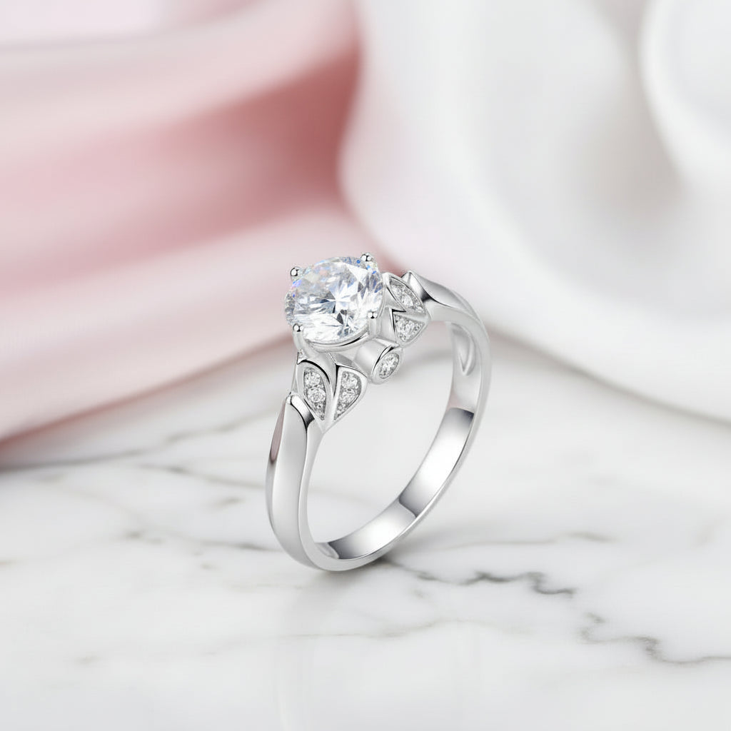 Leaf Option 1.25 Ct Round Diamond Option Engagement Ring-Black Diamonds New York