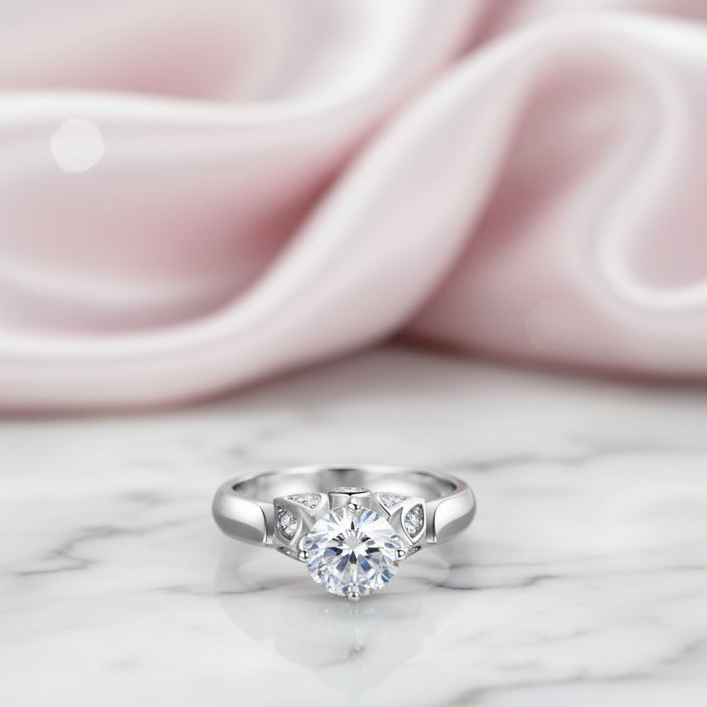 Leaf Option 1.25 Ct Round Diamond Option Engagement Ring-Black Diamonds New York