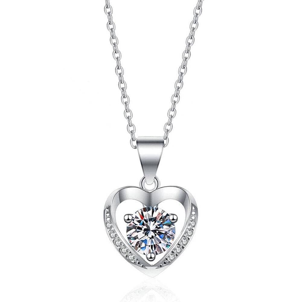 Eternal Heart Diamond 1ct Moissanite Clavicle Chain Necklace-Black Diamonds New York