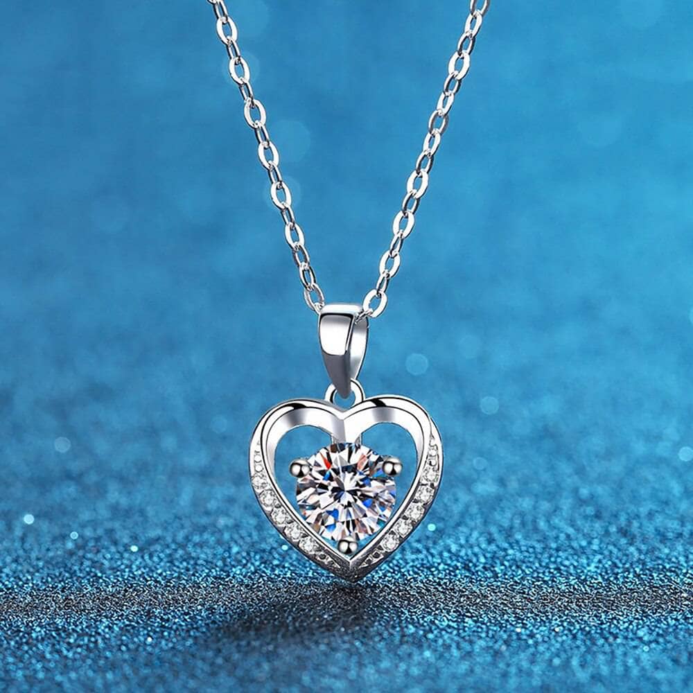 Eternal Heart Diamond 1ct Moissanite Clavicle Chain Necklace-Black Diamonds New York