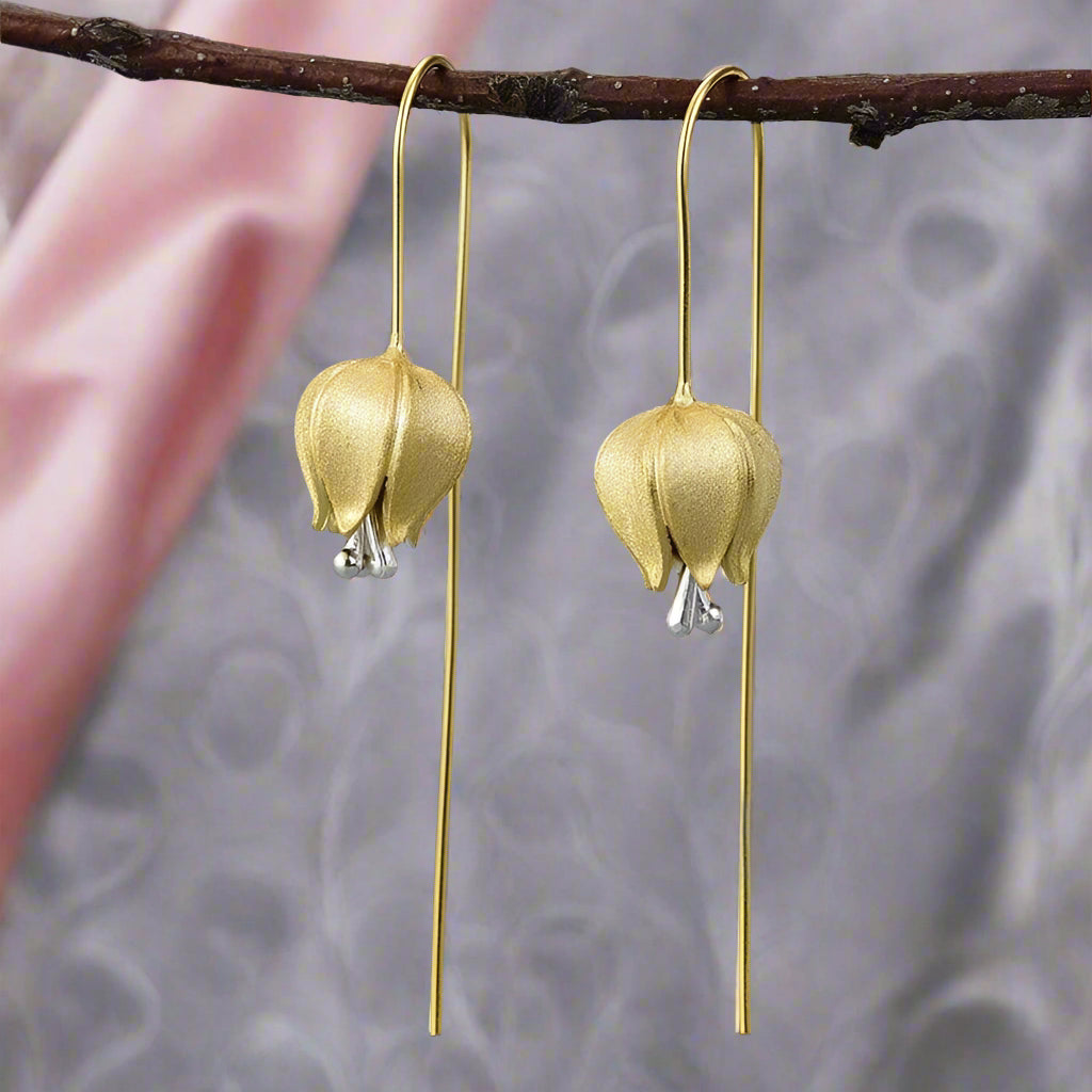 Eternal Love Tulip Flower Dangle Earrings-Black Diamonds New York