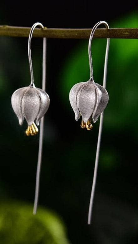 Eternal Love Tulip Flower Dangle Earrings-Black Diamonds New York