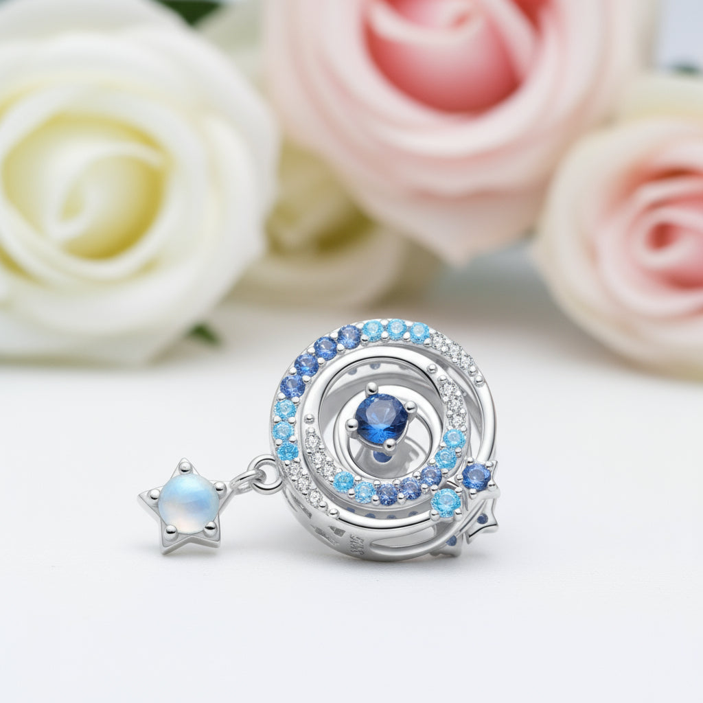 Eternal Sisterhood Blue Hanging Charm Beads-Black Diamonds New York