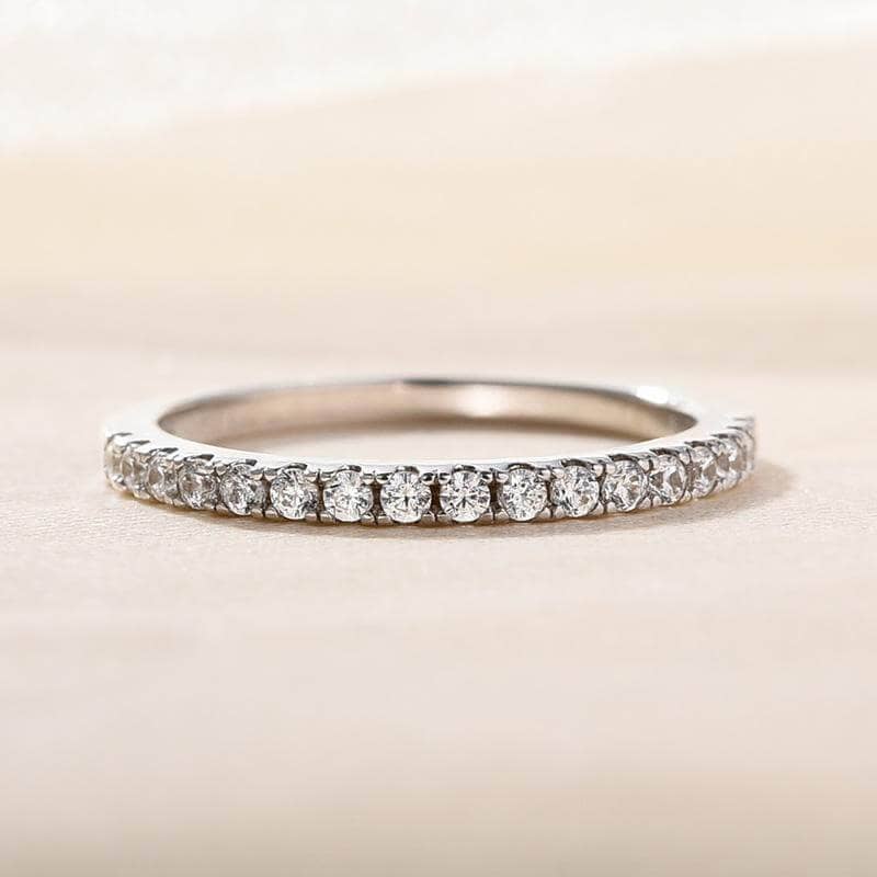 Eternity 3PC Stacking Wedding Band Set In White Gold Plated