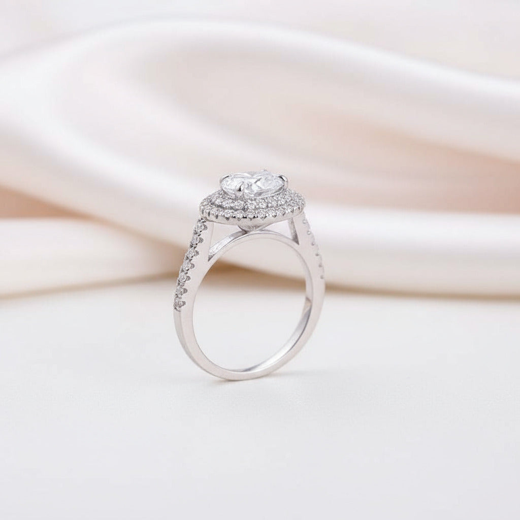 Eternity Double Halo Pear Cut Wedding Set-Black Diamonds New York