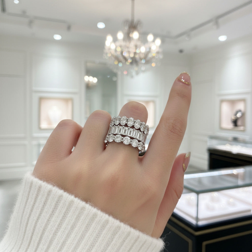 Eternity Emerald & Round & Oval Cut Wedding Band Set-Black Diamonds New York