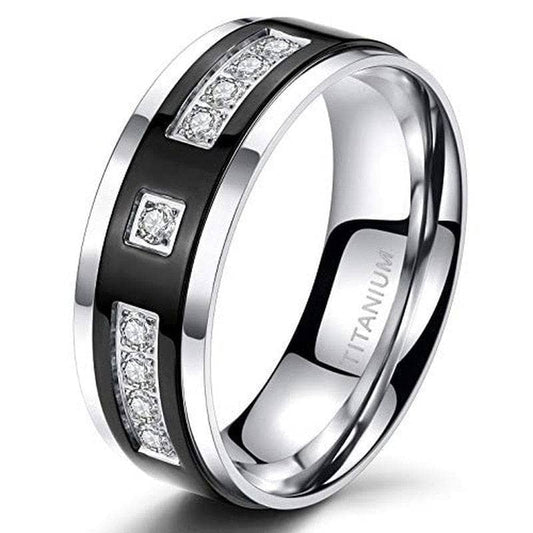 Eternity Created Diamond Men's Titanium Wedding Band-Black Diamonds New York