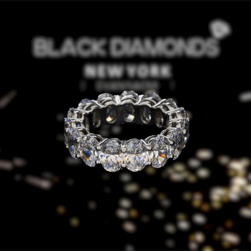 Eternity Oval Cut Diamond Wedding Band Ring-Black Diamonds New York