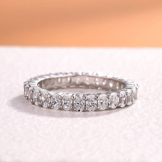 Eternity Oval Cut Simulated Diamond Wedding Ring Band - Black Diamonds New York