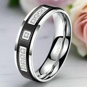 Eternity Diamond Men's Titanium Wedding Band-Black Diamonds New York