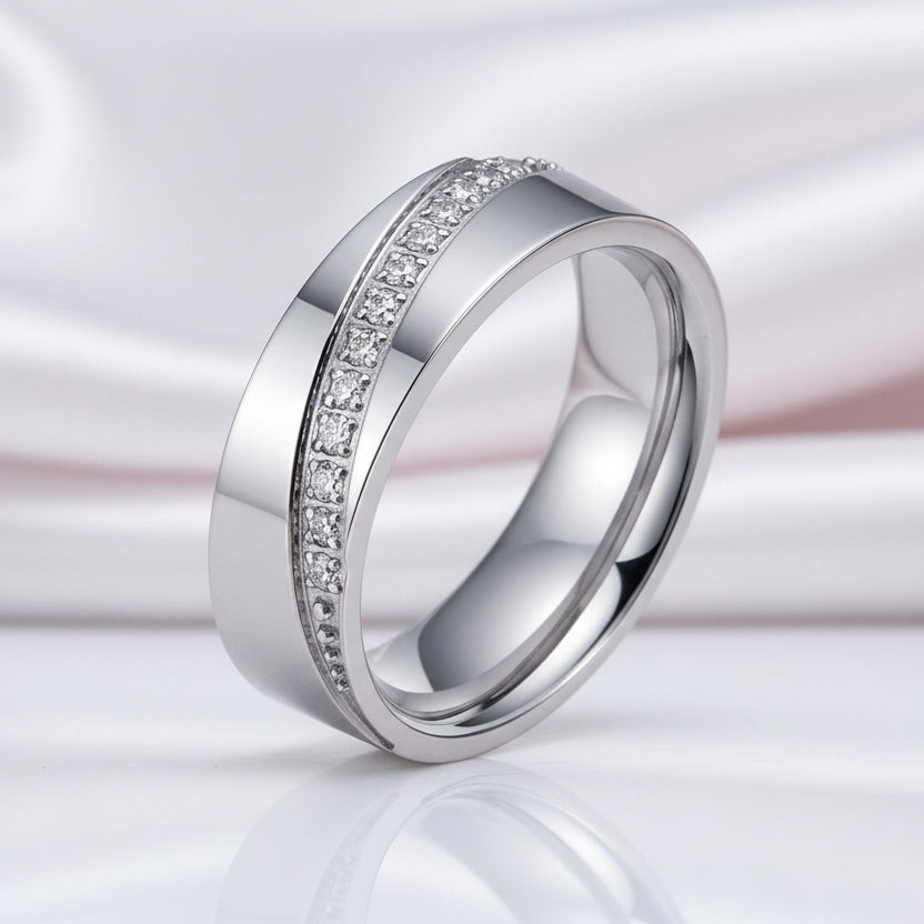 Eternity Diamond Option Men's Titanium Wedding Band-Black Diamonds New York