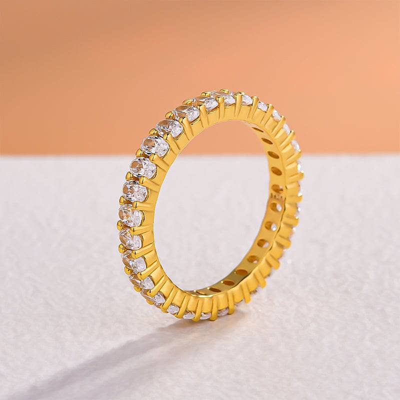 Eternity Yellow Gold Oval Cut Wedding Ring Band-Black Diamonds New York