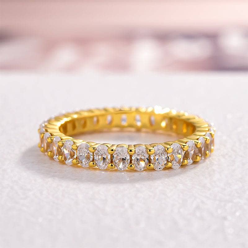 Eternity Yellow Gold Oval Cut Wedding Ring Band-Black Diamonds New York