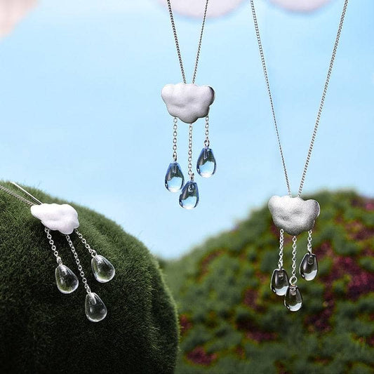 Ethnic Cloud Long Tassel Pendant Necklace-Black Diamonds New York